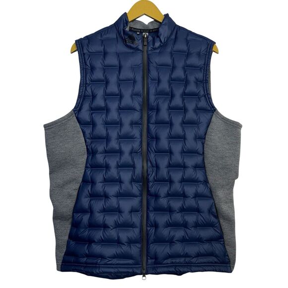 NWOT Adidas Mens Frost Guard Insulated Duck Down Puffer Golf Vest Size L Blue - Picture 1 of 13